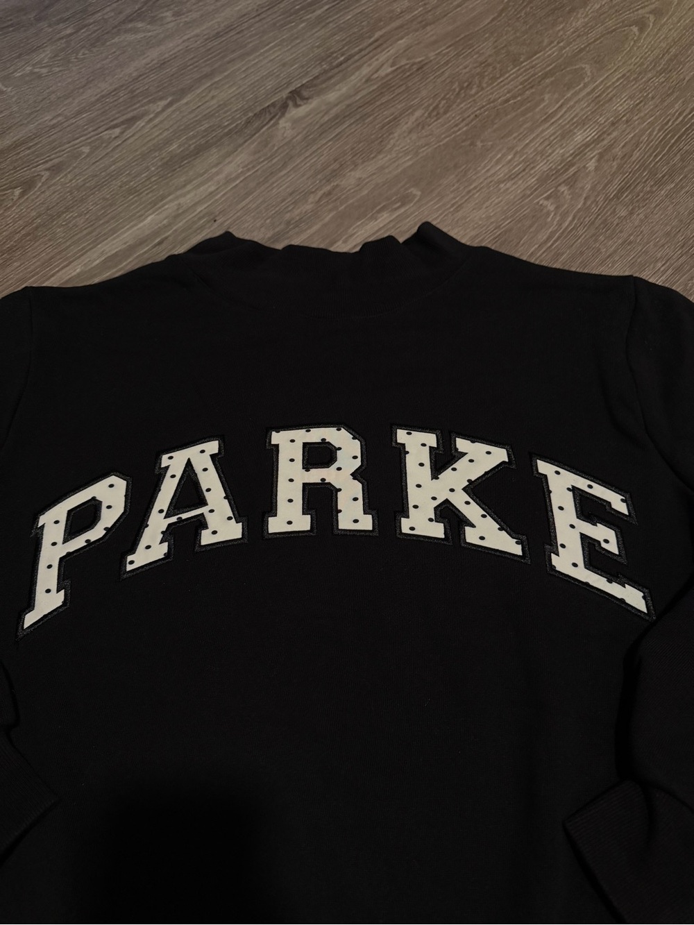 PARKE Polka Dot Letter Varsity Mockneck NWT